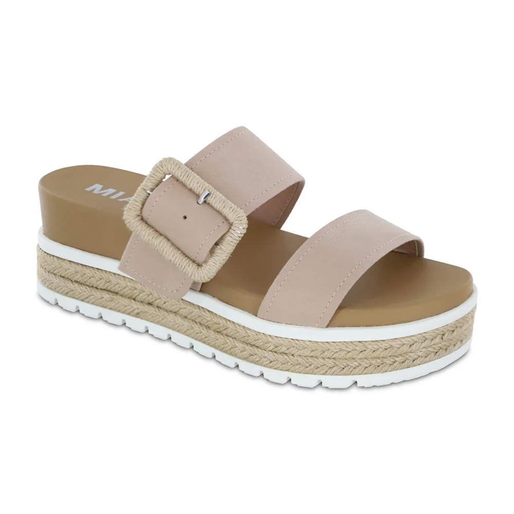 MIA Kenzy Sz 8 Wedge Tan Espadrille Sandals with Platform Sole